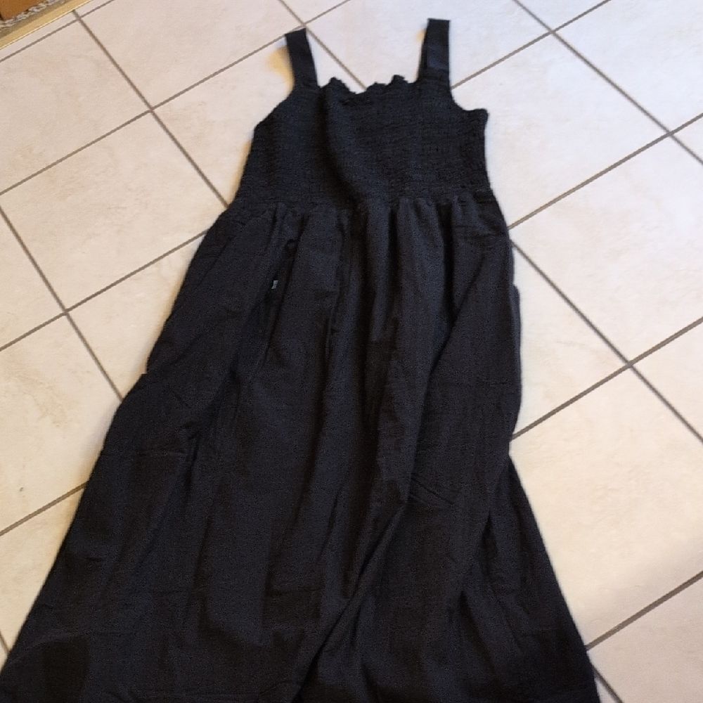 NWT Everlane The Gauze Smock Dress Black Midi Length Square Neck Size L - Picture 2 of 13